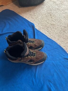 Les Hommes Brown and Black Suede Hiking Boots